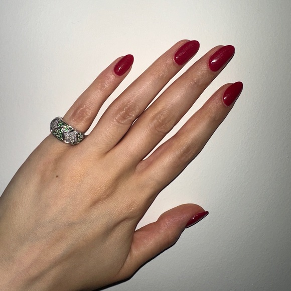 WOW 14k Diamond & Tsavorite Pinky Ring 3.75 - Picture 7 of 7